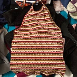 American eagle cropped tie around the neck tank